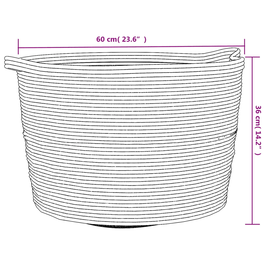 Cesto per Biancheria Marrone e Bianco ?60x36 cm in Cotone CFW1208833