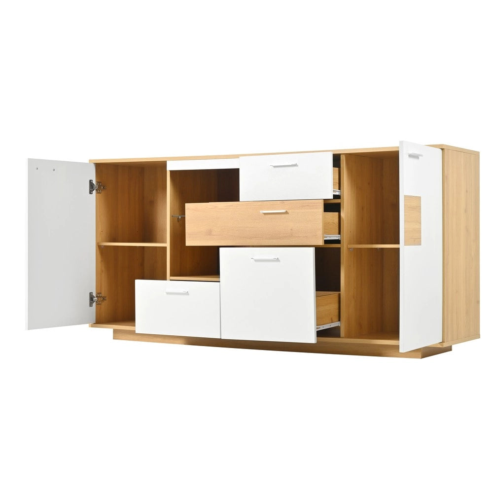 Mobile TV con LED, Ante e Cassetti ¨C MINIMAL ¨C Bianco, Legno, 160x40x77