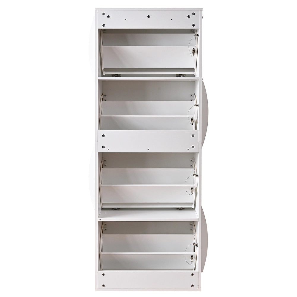 Scarpiera Ingresso in Legno Lucido ONDE 4 Ante Bianco Salvaspazio 71x26.5x161cm