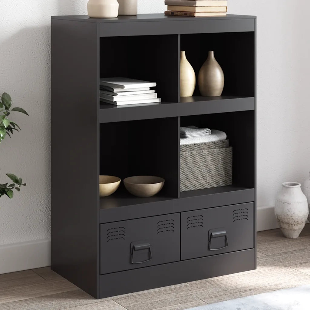 Credenza-Buffet-Armadio da cucina Nera 67x39x95 cm in Acciaio
