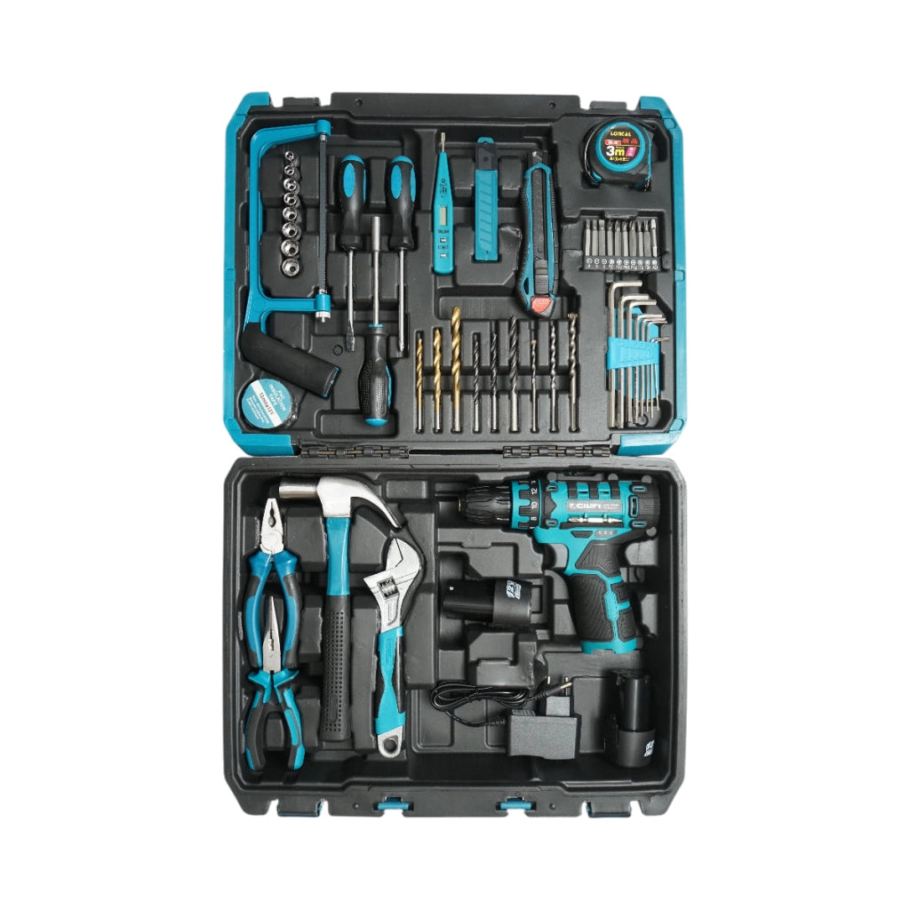 Trapano e cacciavite, 2 batterie da 12V/1,5Ah con 49 pezzi di utensili e attrezzatura