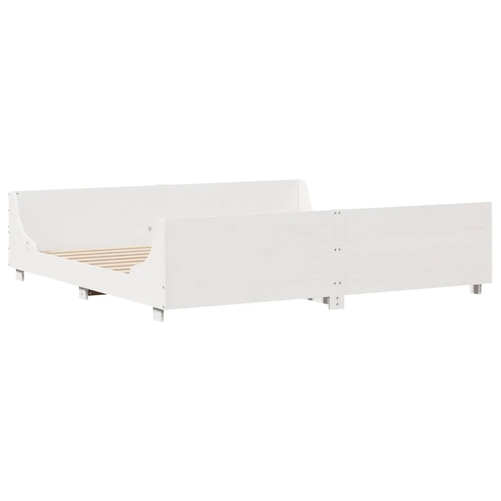 Giroletto senza Materasso Bianco 200x200 cm Legno Massello Pino 3306448
