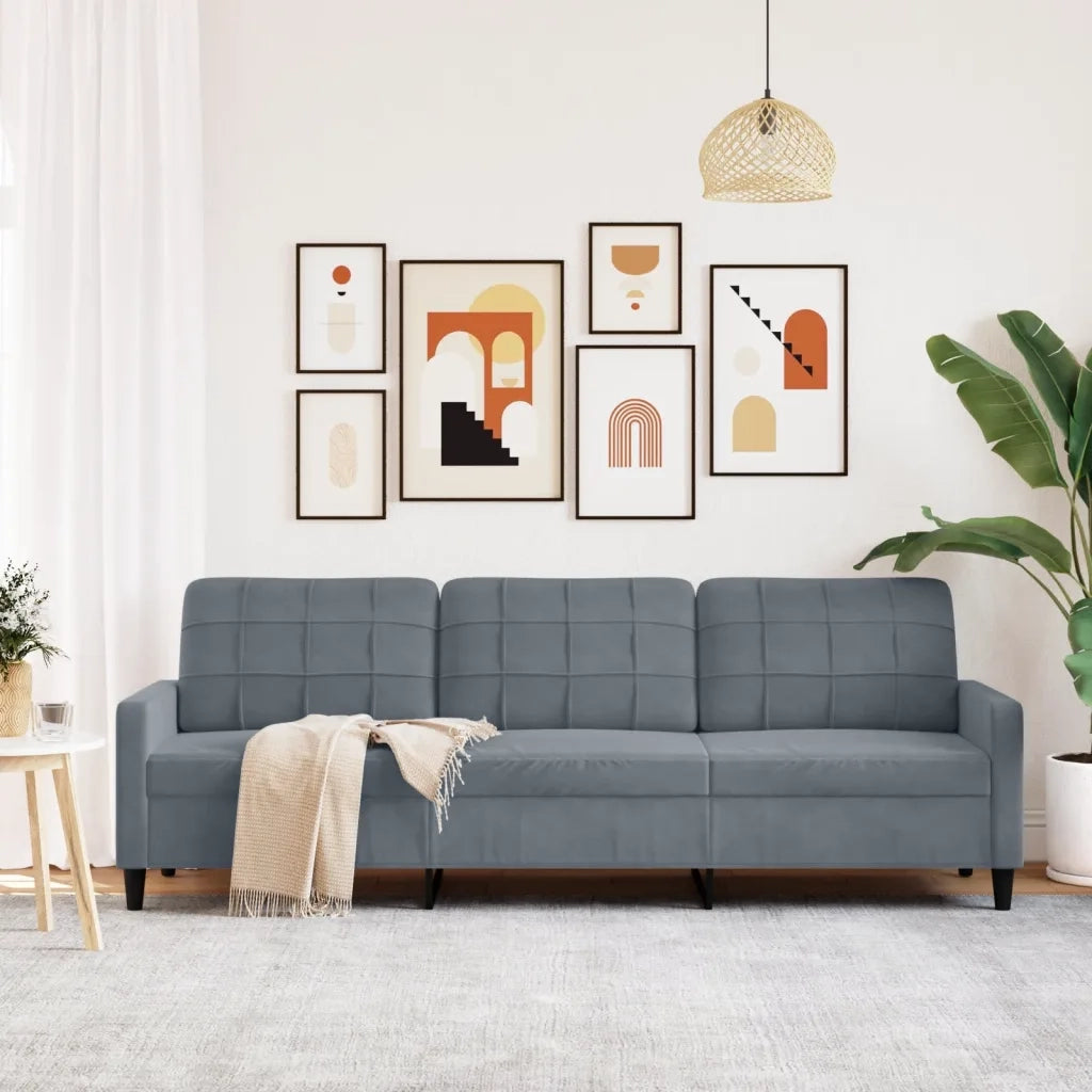 Divano a 3 Posti Grigio Scuro 210 cm in Velluto