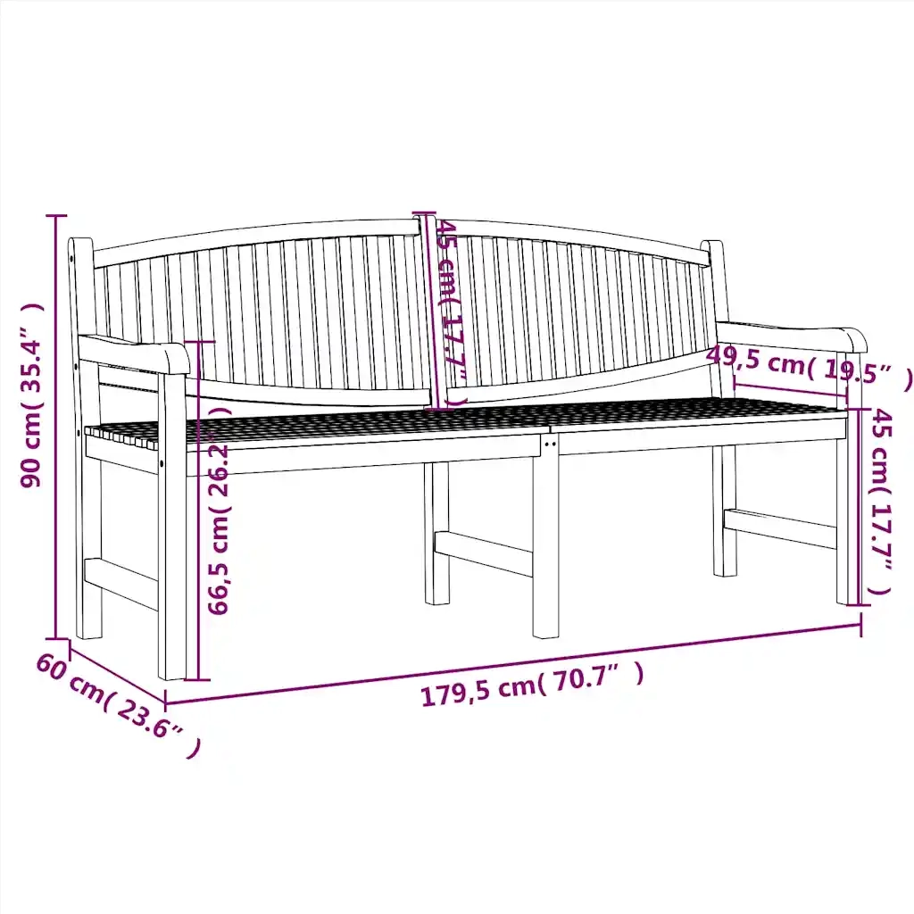 Panchina da Giardino | Panca da Giardino 179,5x60x90 cm in Legno Massello di Teak