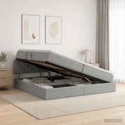 Letto con contenitore e materasso Grigio Chiaro 200 x 200 cm 3458706