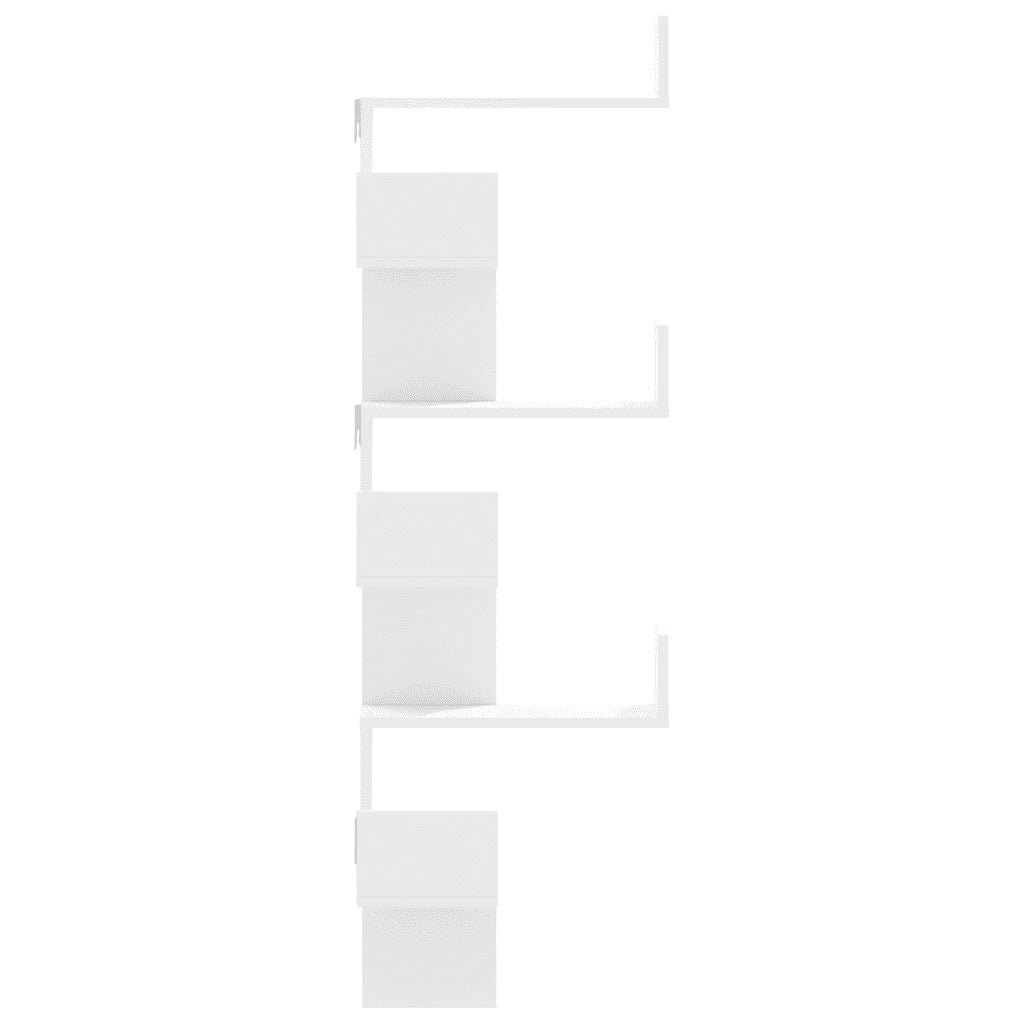 Scaffale Angolare Muro | Mensola a parete Bianco 45x45x147 cm Legno Multistrato