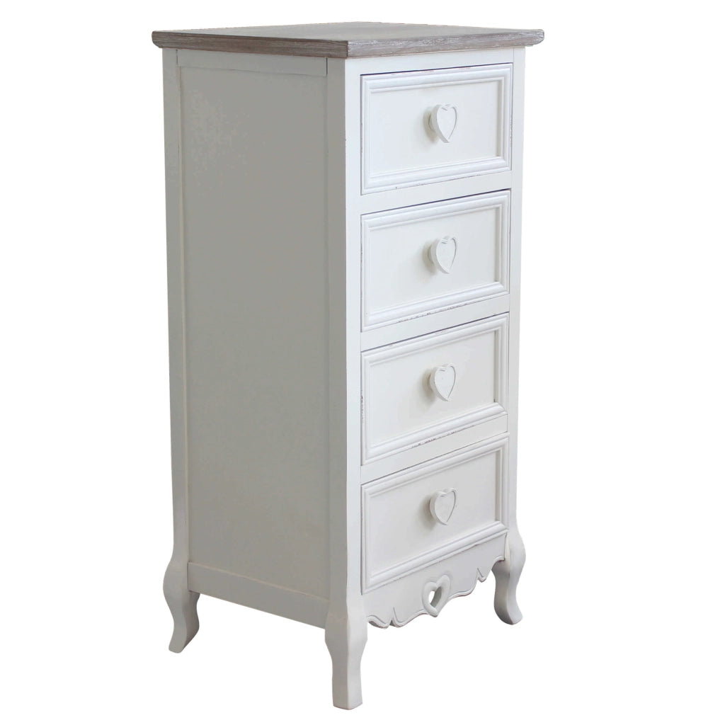 CASSETTIERA CUORE IN LEGNO DI PAULOWNIA CON 4 CASSETTI 44 X 34 X H90 CM