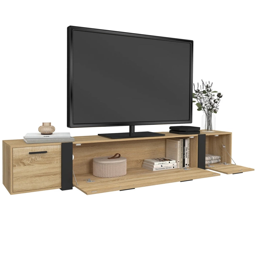 IDMarket - 180 cm PHOENIX Porta TV a parete a 3 ante dal design industriale