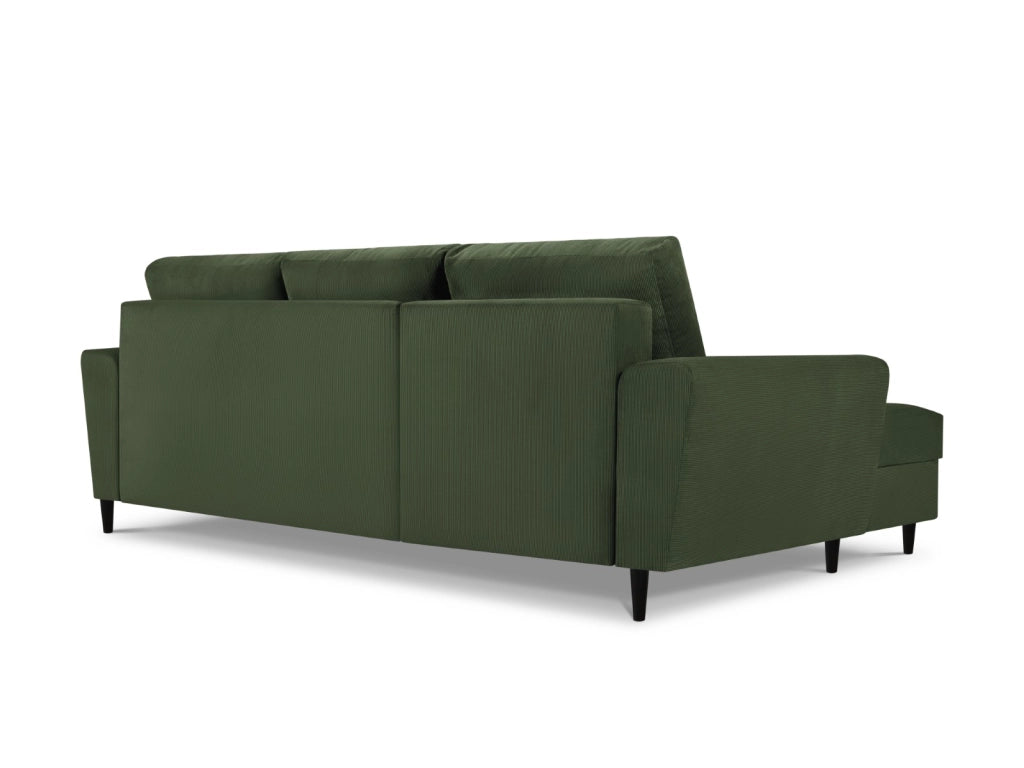 Cosmopolitan Design - Divano convertibile angolare sinistro con box "Kyoto" 4 posti in velluto a coste verde bottiglia 