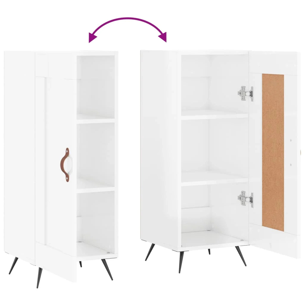 Buffet credenza cassettiera mobiletto mobile contenitore organizer per cucina soggiorno finitura lucida 34,5 x 34 x 90 cm legno ingegnerizzato bianco 02_0030604