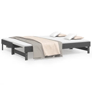 Letto da camera | Dormeuse Estraibile Grigia 2x(90x200) cm Legno Massello di Pino