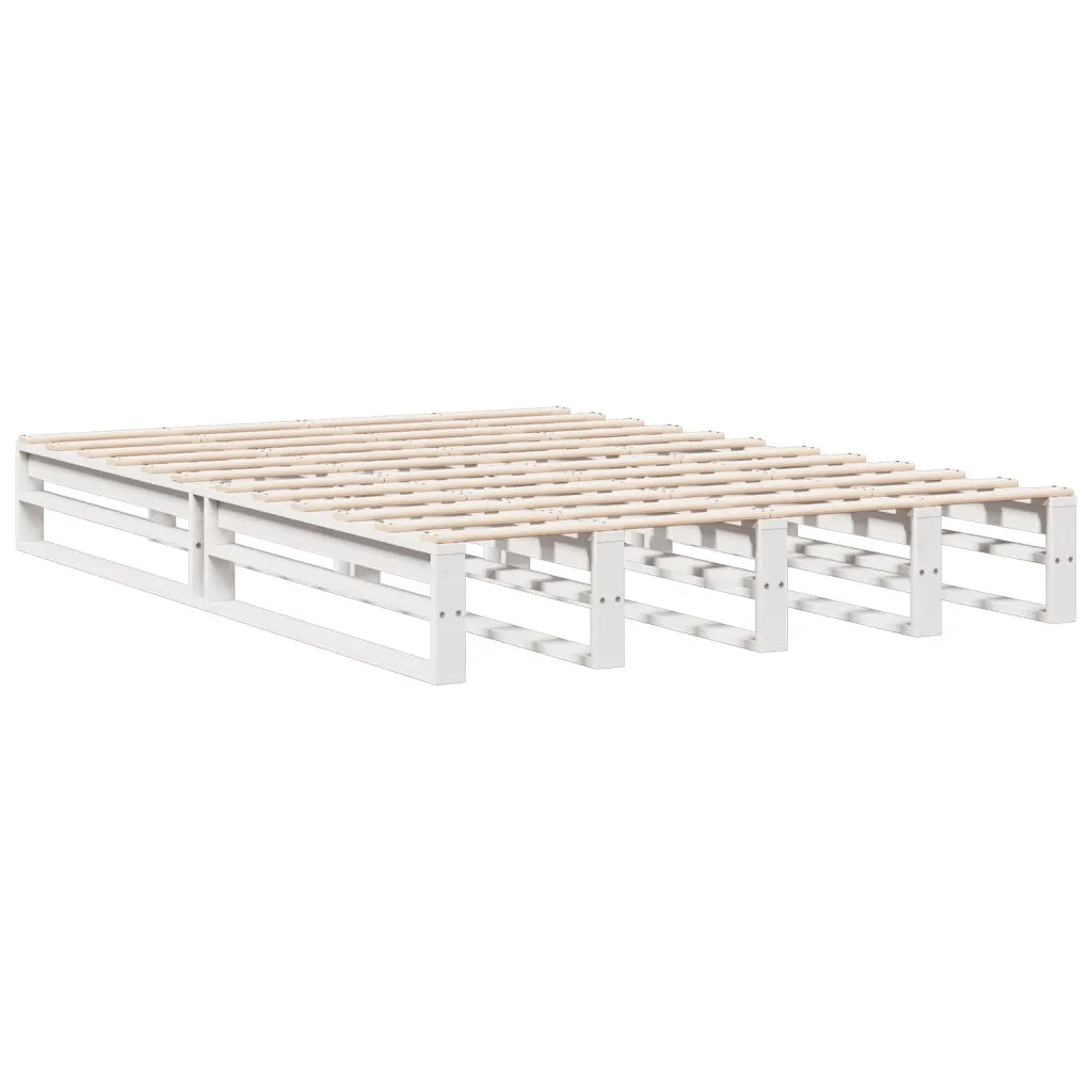 Letto Libreria senza Materasso-Struttura Letto con contenitore Bianco 150x200 cm Legno di Pino 986123