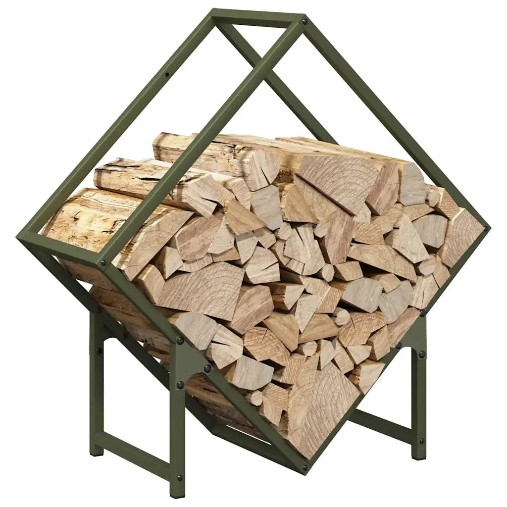 Rastrelliera per Legna da Ardere Verde Oliva 60x25x60 cm 864282