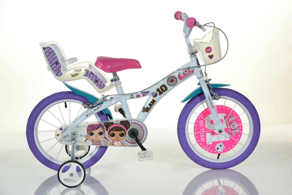 LOL 14", bicicletta per bambini, adatta ad etÃƒÂ  tra i 4 e i 6 anni, per altezza tra 100 e 120 cm, con cestino e po