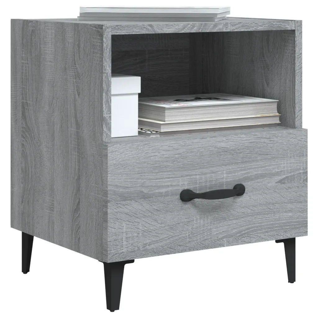 Comodino Grigio Sonoma in Legno Multistrato 817305