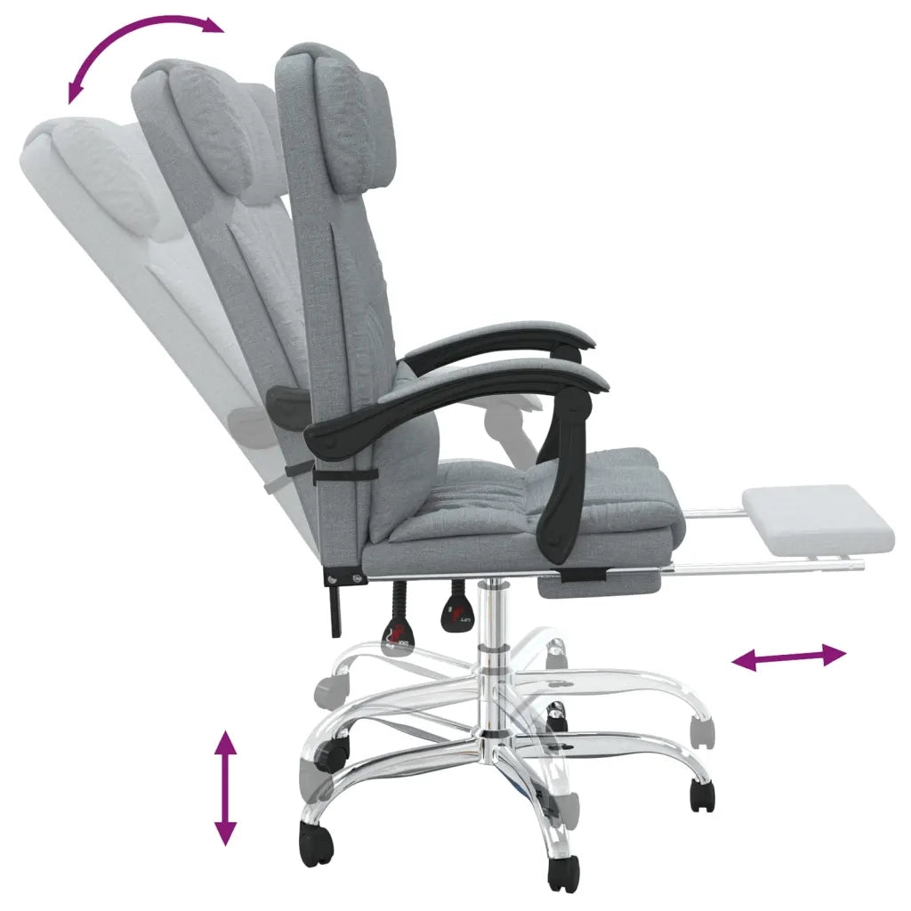 Sedia da Ufficio Massaggio Reclinabile Grigio chiaro in Tessuto cod mxl 9848