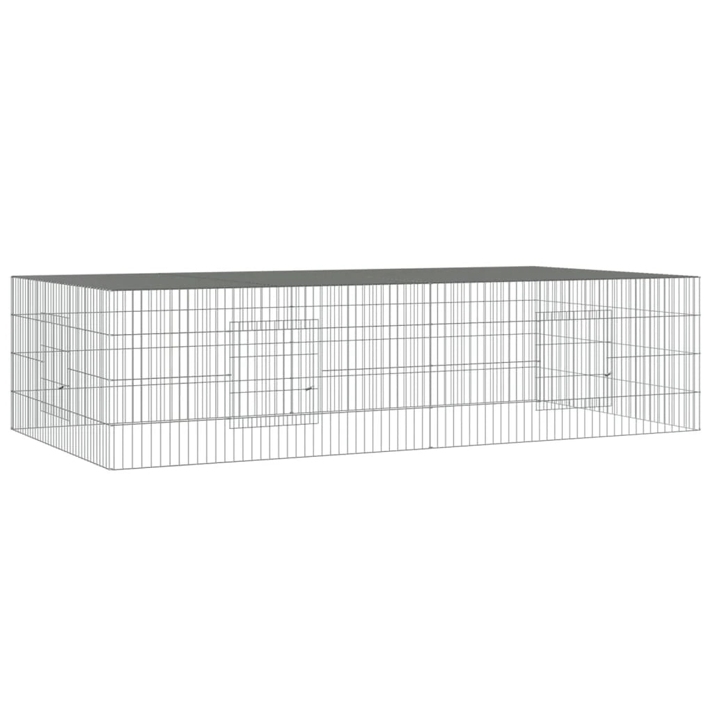 Gabbia per conigli 2 pannelli 220 x 110 x 55 cm Ferro zincato Argento 02_0041686