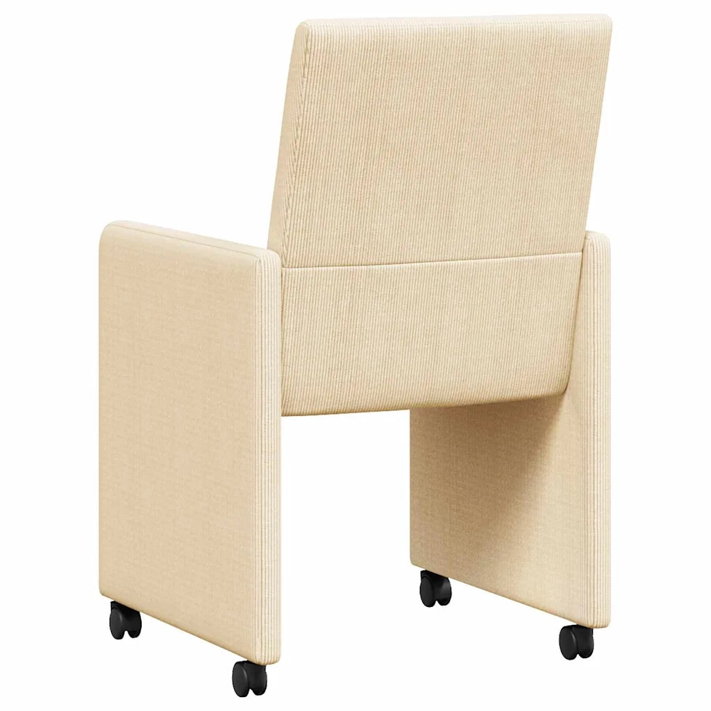 Sedie da Pranzo con Ruote con ruote 2 pcs Crema 57 x 66 x 94 cm 42017803
