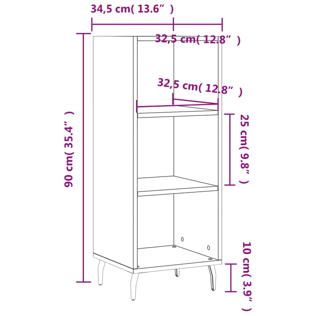 Credenza Rovere Fumo 34,5x32,5x90 cm in Legno Multistrato 828753