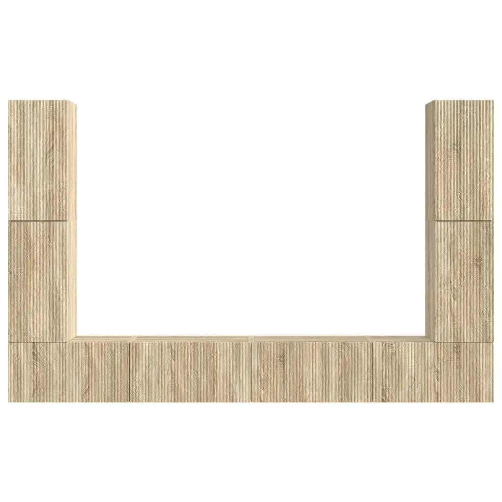 Set mobile TV 8 pz-Credenza per TV Rovere Sonoma Legno multistrato