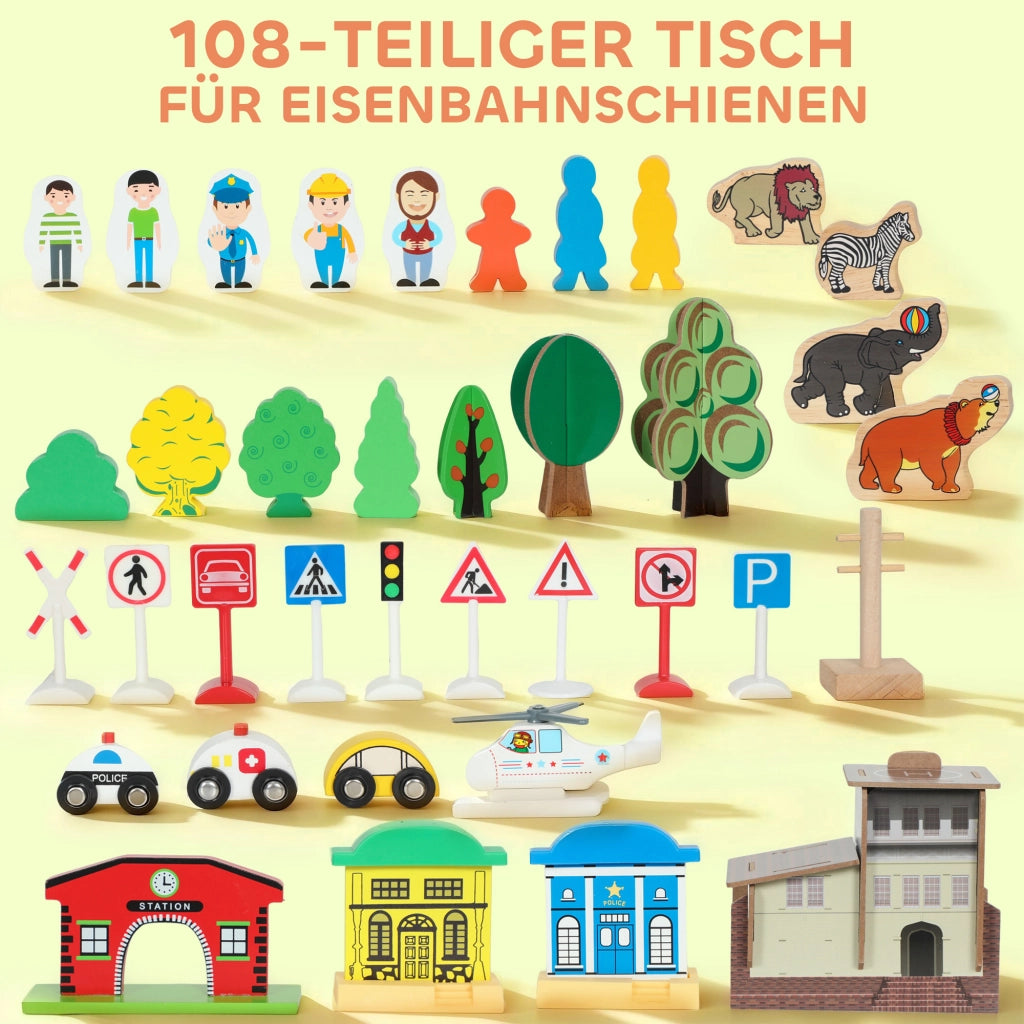 Tavolo da gioco bambini ¨C zephmum ¨C blu, legno, 98x60,5x40 cm