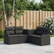 Set di divani 5 pz Nero Rattan sintetico e Acciaio 3447751
