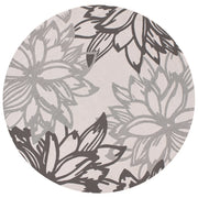 Tappeto rotondo moderno per interni e per esterni con motivo floreale 160 cm Grigio moderno balcone patio