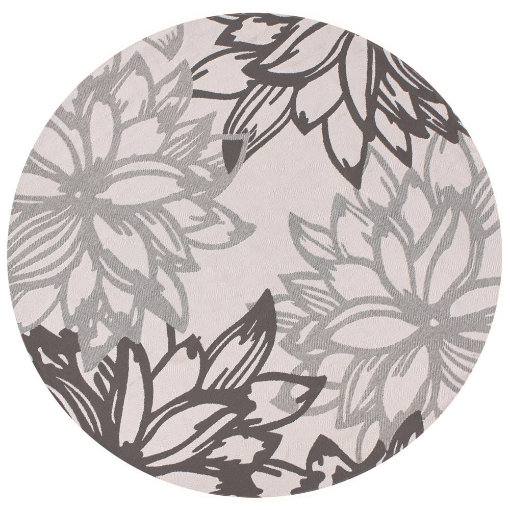 Tappeto rotondo moderno per interni e per esterni con motivo floreale 160 cm Grigio moderno balcone patio