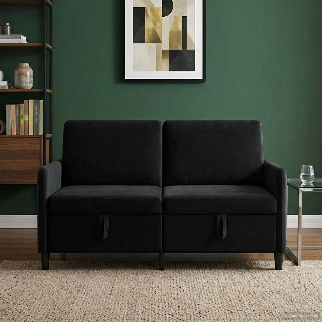 Divano con Storage Nero 152 x 78 x 87 cm Poliestere 42036939