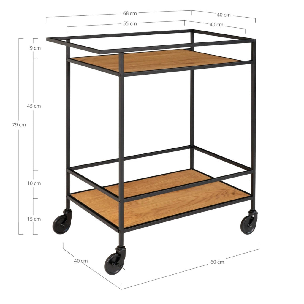 Carrello Vita, Marrone, Metallo, 68x40x79 cm