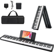 Pianoforte Digitale 88 Tasti Pieghevole, Tastiera Elettronica Multifunzionale con Pedale Sustain per Principianti, Pianola Portatile con Borsa per Pianoforte (Nero)