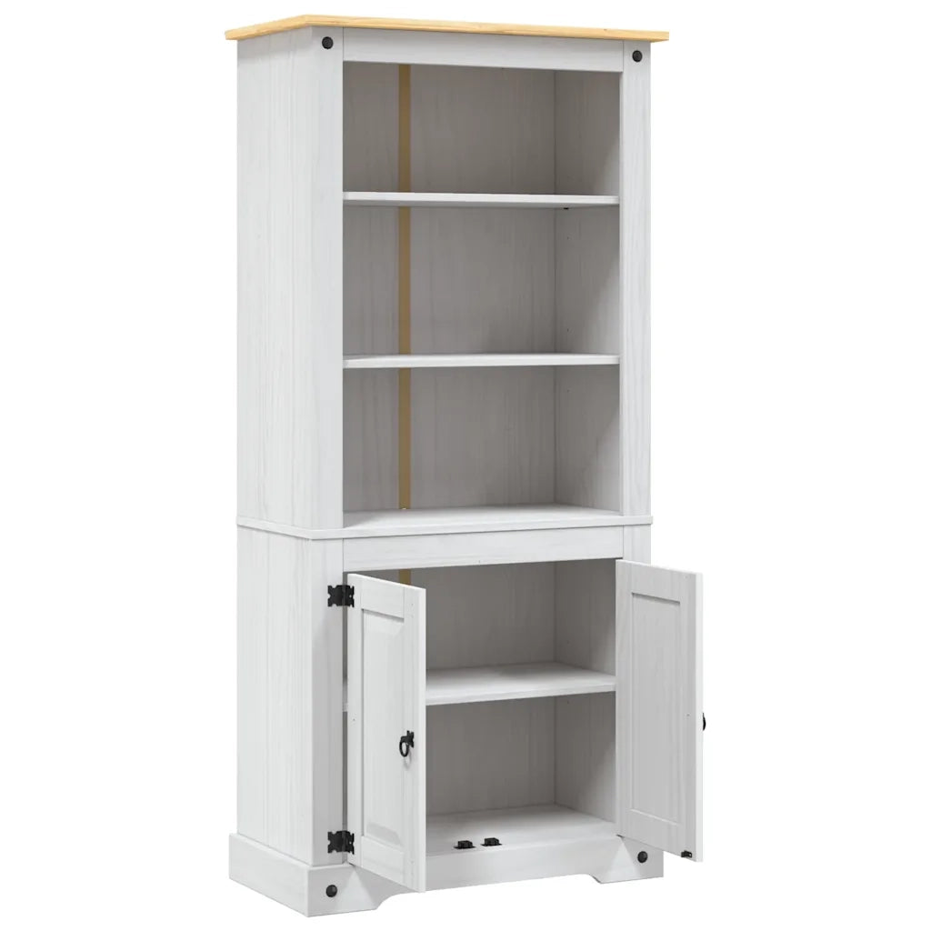 Credenza-Buffet-Armadio da cucina in Legno di Pino Messicano Corona Bianco 80x40x170 cm