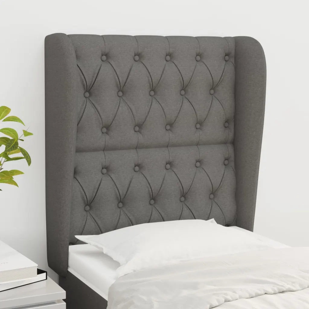 Testiera | Testata ad Orecchio Grigio Scuro 83x23x118/128 cm in Tessuto