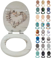 Toiletbril con softclose, alta qualità e stabilità antibatterica, nucleo in MDF legno, robusta qualità, coperchio di toiletto facile da installare