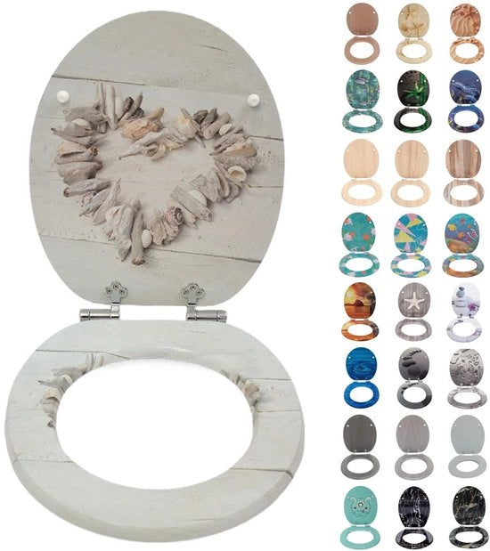 Toiletbril con softclose, alta qualità e stabilità antibatterica, nucleo in MDF legno, robusta qualità, coperchio di toiletto facile da installare