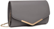 Borsa da sera elegante con catena per matrimonio, festa e prom, colore grigio