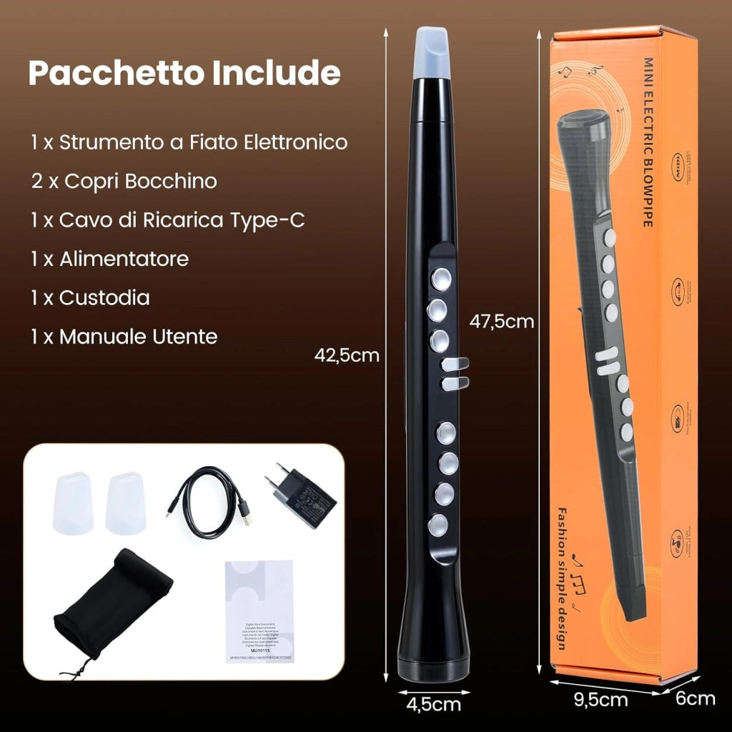 Strumento a Fiato Elettronico, Sassofono Digitale Portatile con MIDI Wireless,LCD HD, 100 Toni, Altoparlante HIFI, Gamma di 4 Ottave e 2 Diteggiature, per Principianti e Adulti