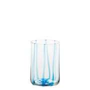 Zafferano Set 6 Bicchieri Tumbler Tirache in vetro soffiato a bocca colore Acquamarina, design elegante con linee distintive lavorate a mano