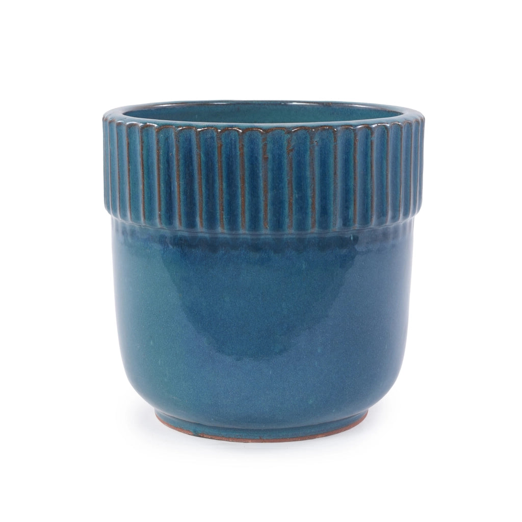 VASO PORTAPIANTE in ceramica Ø 30,5 cm turchese lucido