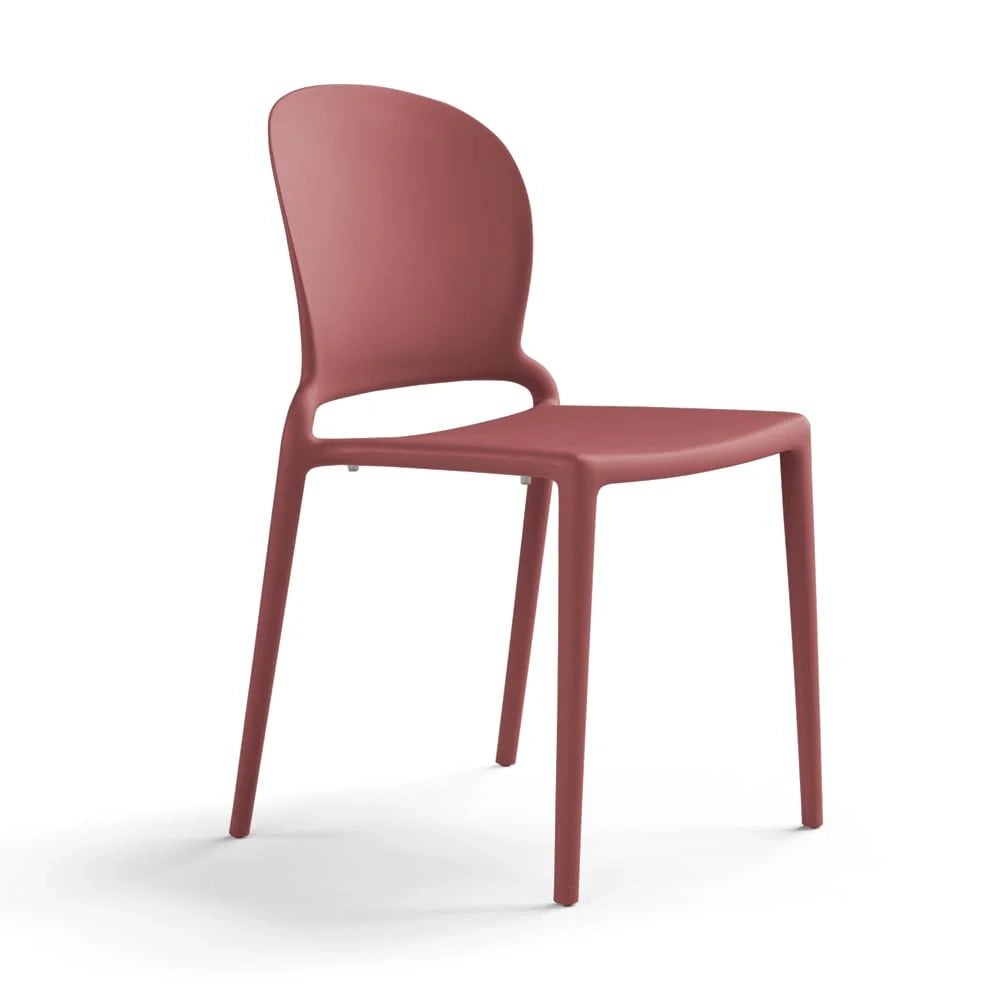 Set 6 sedie in polipropilene JASMINE, impilabile, resistente ai raggi UV, design moderno, ideale per sala da pranzo, cucina, sala d’attesa, bar, ristoranti o giardino colore Mattone