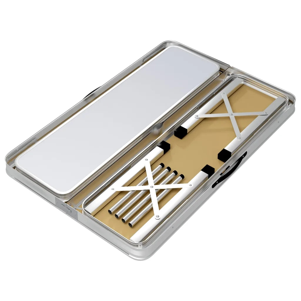 Tavolo da Campeggio Pieghevole con 2 Panche in Alluminio Bianco CFW7962458