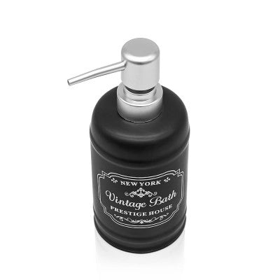 Set accessori bagno dispenser sapone e portaspazzolini in ceramica nera vintage