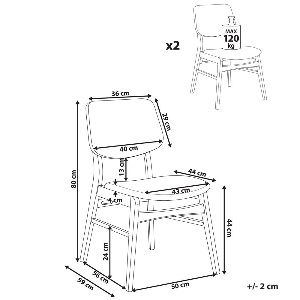 Set di 2 sedie da pranzo in bouclé di poliestere marrone e bianco sporco con gambe in legno di gomma stile retrò tradizionale