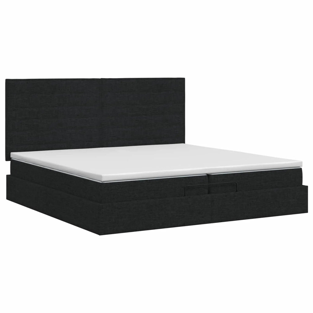 Letto ottomano con materasso Nero 200 x 200 cm Tessuto 3457434