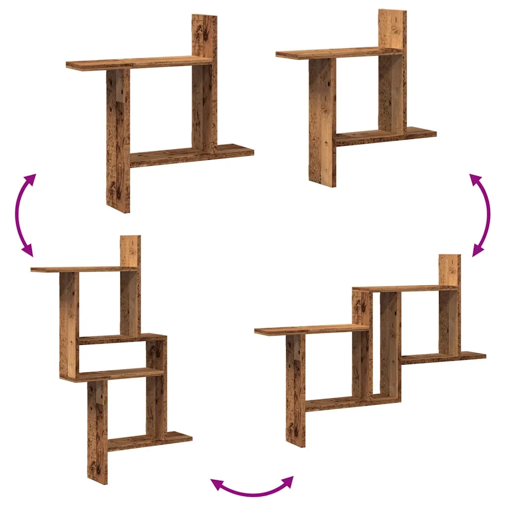 vidaXL Mensole da Parete 2pz Legno Vecchio 50x12x50 cm in Truciolato