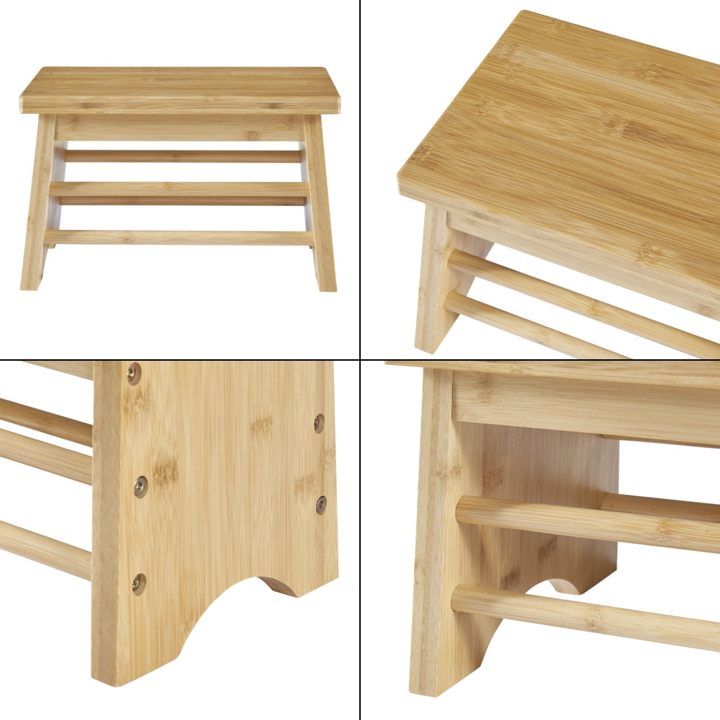 Sgabello Basso Ryslinge Poggiapiedi in Bambù Naturale 33 x 21,5 x 20 cm [en.casa]