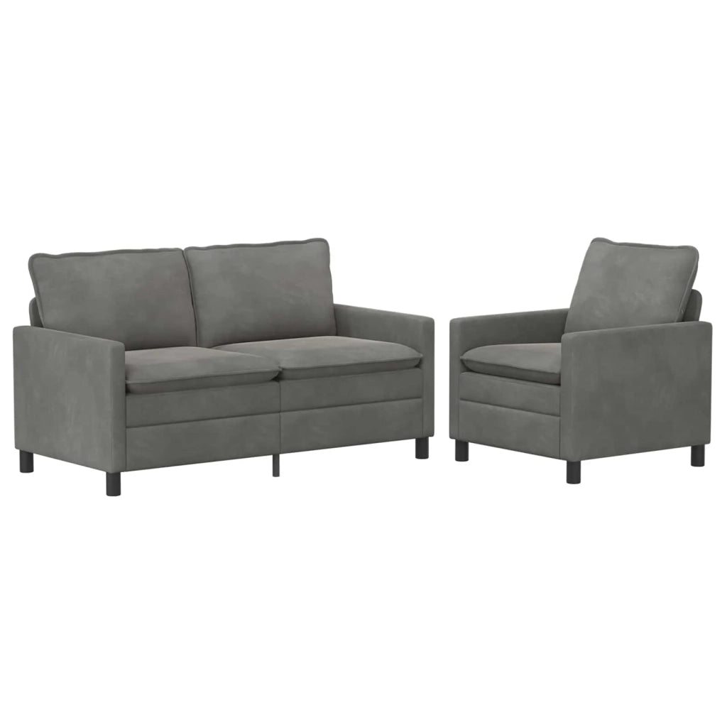 Set di divani 2 pcs Grigio Scuro Velluto