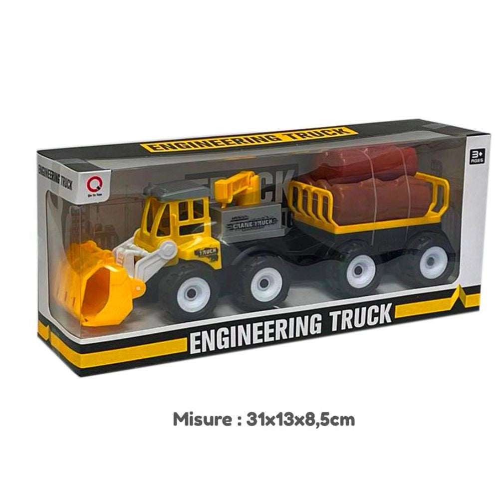 Trade Shop - Camion A Frizione Mezzo Di Lavoro Gioco Per Bambini 3+ Con Ruspa E Rimorchio -