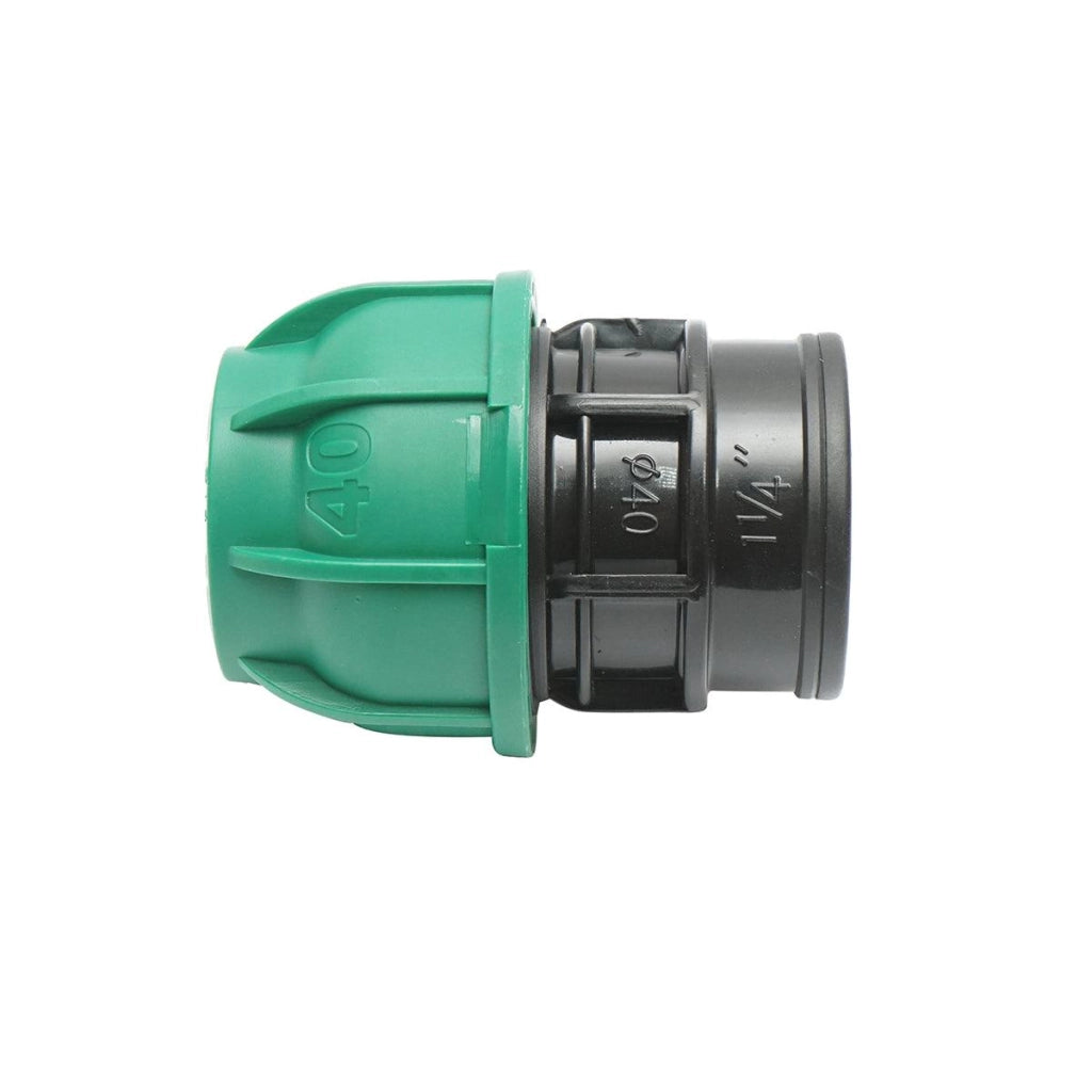 Connettore a compressione PN10-40mm. X 5/4" Connettori tubo dell’aqua per sistemi di irrigazione RACCORDO/GIUNTO FEMMINA PN10-40mm. X 5/4"