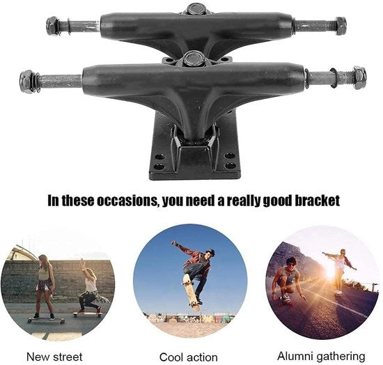 Assi per skateboard 4-8 pollici - Lavorate a specchio - Nero - Alta capacità di carico - Basso peso - Minore attrito - Assi per skateboard